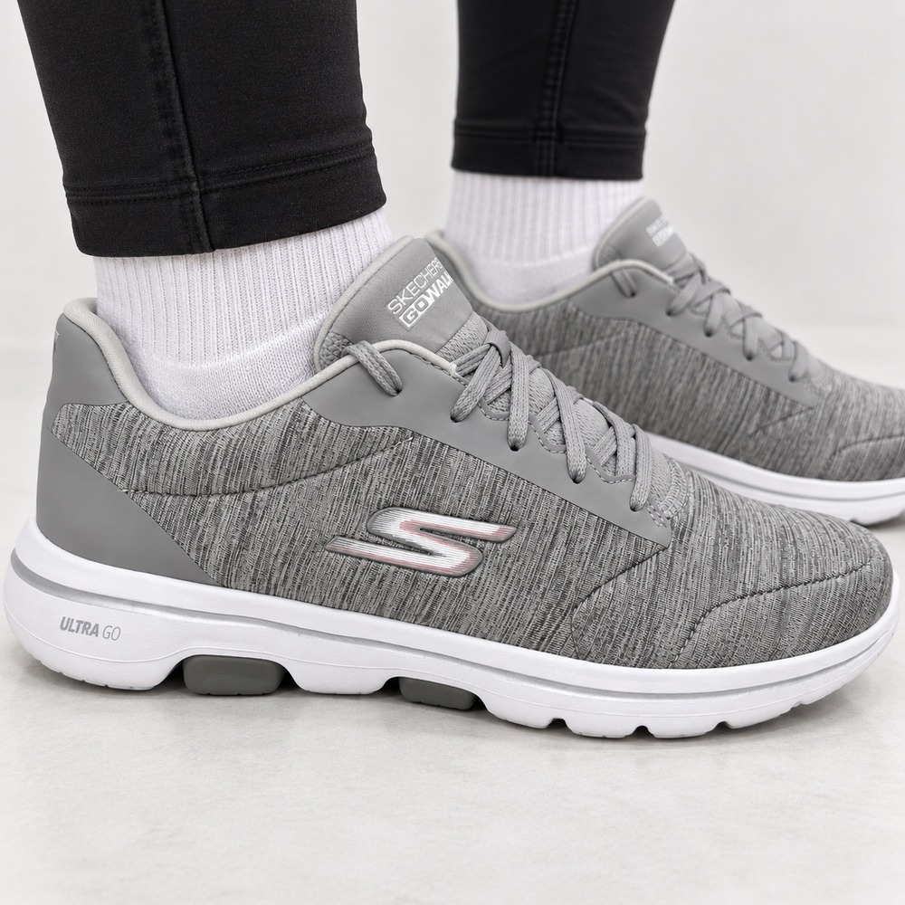 Skechers 10.5 GoWalk 5 Sneakers Womens Grey Heathered Athletic 15905